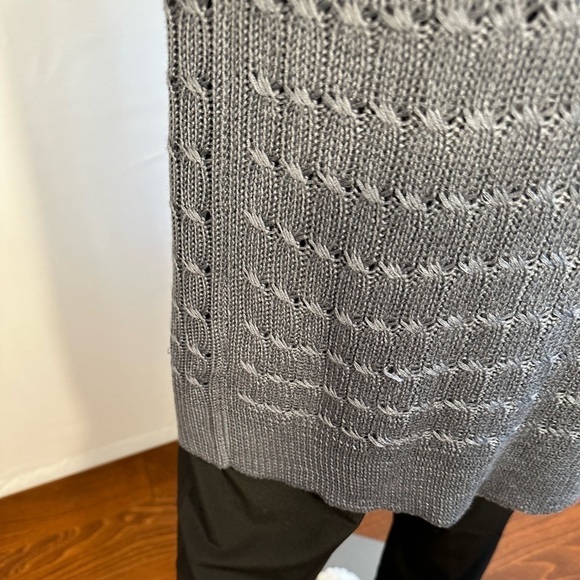 NY Collection Womens Size S Short Sleeve Knit Gray Open Front Duster Sweater - Picture 8 of 10